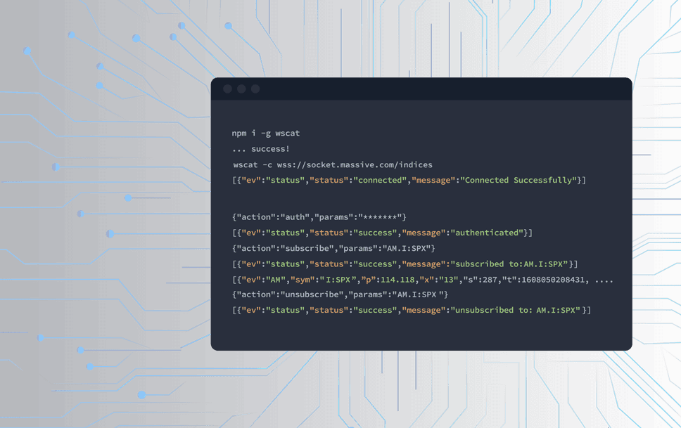 Indices web sockets